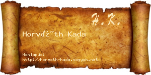 Horváth Kada névjegykártya